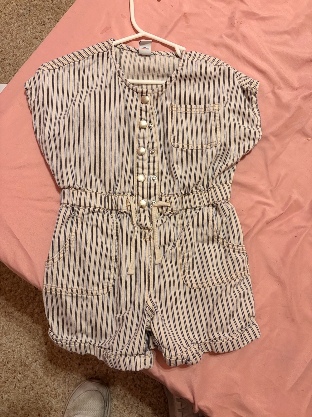 Old Navy Cream and Navy Stripe Short-Sleeve One-Piece